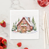 Serviette En Papier Maison En Pain D'Or De Noël En Neige (En situation)