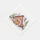 Serviette En Papier Maison En Pain D'Or De Noël En Neige (Coin)