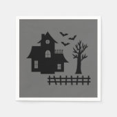 Serviette En Papier Maison Halloween Hantée Avec Chauve-Feu Et Arbre S (Devant)