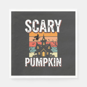Serviette En Papier Maison Hantée Citrouille Effrayante Design Hallowe