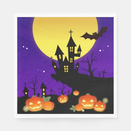 Serviette En Papier Maison hantée d'Halloween (Devant)