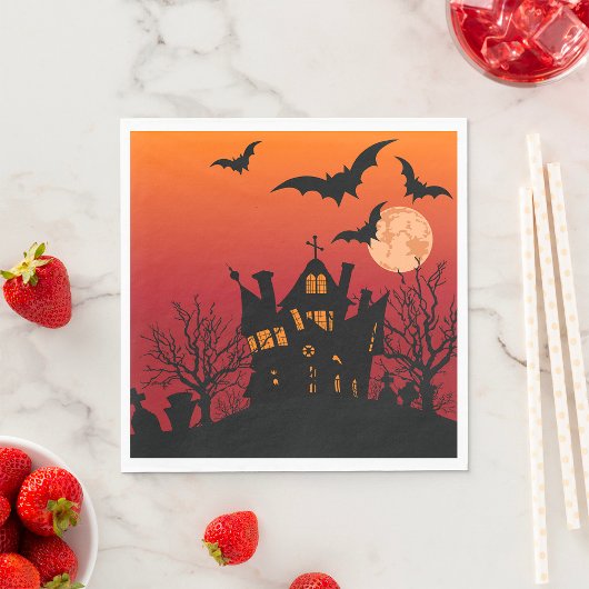 Serviette En Papier Maison Hantée éffrayante Halloween nuit
