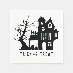 Serviette En Papier Maison hantée éffrayante Halloween. Tricoter ou tr