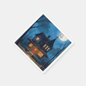 Serviette En Papier Maison Hantée Halloween Peint À La Main (Coin)