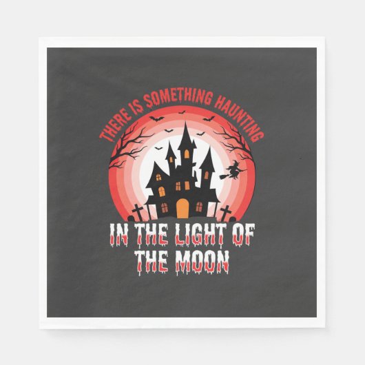 Serviette En Papier Maison Hantée Halloween Sorcière Clair de Lune (Devant)