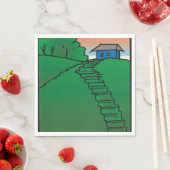 Serviette En Papier Maison sur une colline verte (En situation)