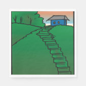 Serviette En Papier Maison sur une colline verte (Devant)