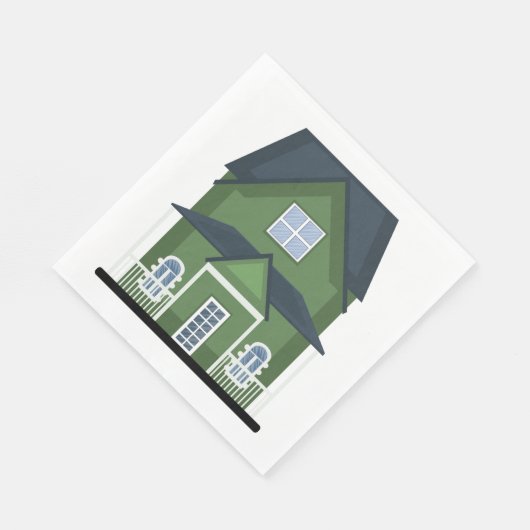 Serviette En Papier Maison verte (Coin)