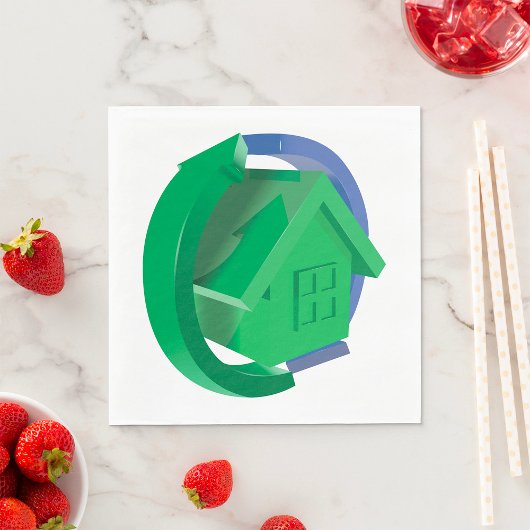 Serviette En Papier Maison Verte Et Flèches