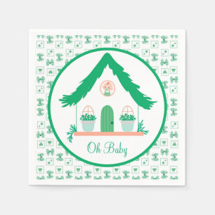 Serviette En Papier Maison verte personnalisée Oh Baby shower