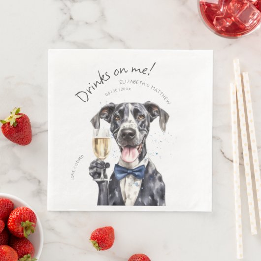 Serviette En Papier Majestic Great Dane Waiter Aquarelle personnalisab (En situation)
