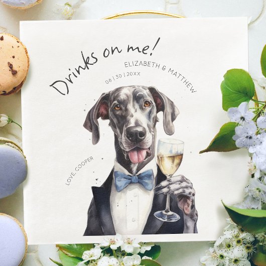 Serviette En Papier Majestic Great Dane Waiter Aquarelle personnalisab