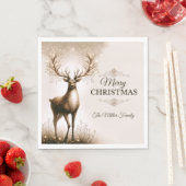 Serviette En Papier Majestic Reindeer, Joyeux Noël Personnalisé (En situation)