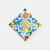 Serviette En Papier Majolica, citron, carreaux siciliens, (Coin)