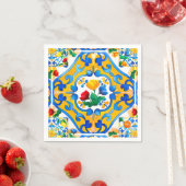 Serviette En Papier Majolica, citron, carreaux siciliens, (En situation)