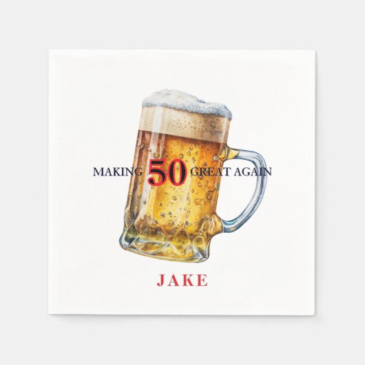 Serviette En Papier Making 50 Great Again Beer Birthday Party (Devant)