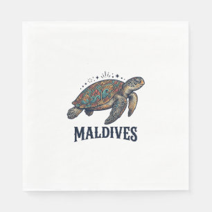 Serviette En Papier Maldives Vintage Tortue de Mer Chemise de Voyage D