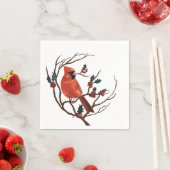 Serviette En Papier Male Cardinal Holiday Napkin (En situation)