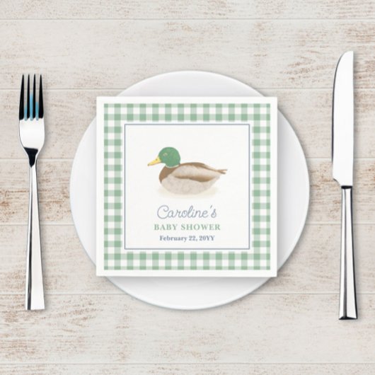 Serviette En Papier Mallard Canard Canard Pays Baby shower de chasse