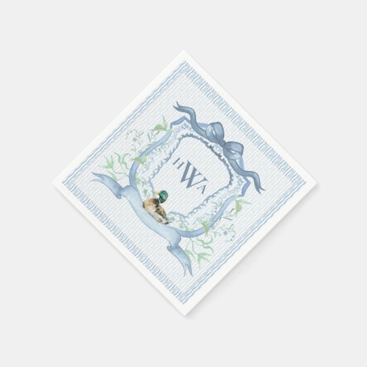 Serviette En Papier Mallard Canard Monogramme (Coin)