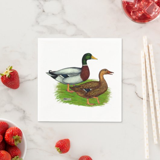 Serviette En Papier Mallard Drake et Duck (En situation)