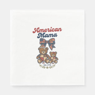 Serviette En Papier Mama Américaine Ours Patriote Patchwork Vector Des
