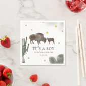 Serviette En Papier Mama Baby Buffalo Cactus Baby shower garçon servie (En situation)