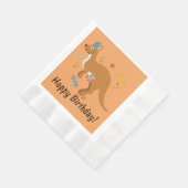 Serviette En Papier Mama Kangaroo et bébé en Casquette d'anniversaire (Coin)