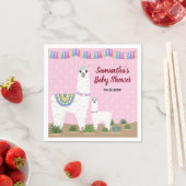 Serviette En Papier Mama Llama et le Baby shower à points de la pochet (En situation)