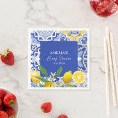 Serviette En Papier Mama Main presser bleu Citron citron baby shower (En situation)