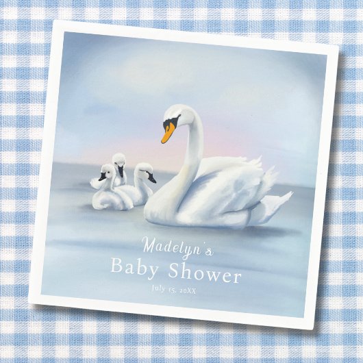 Serviette En Papier Mama Swan avec Baby shower bébé