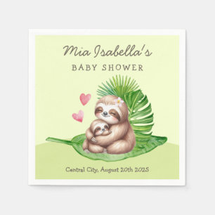 Serviette En Papier Maman & Baby Sloth Baby shower personnalisable ser