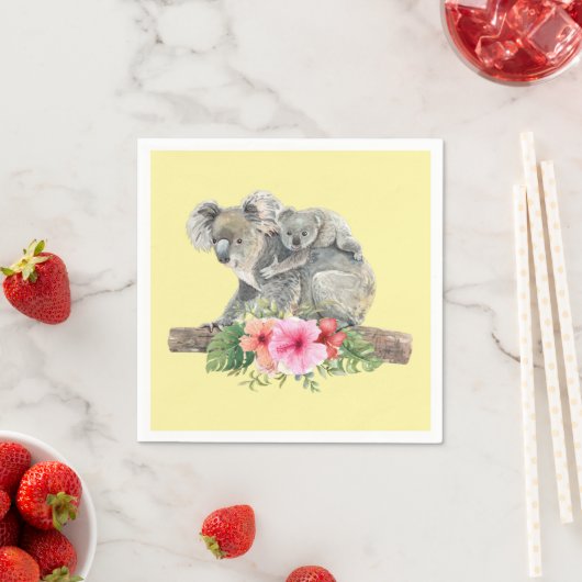 Serviette En Papier Maman & Bébé Koala Ours Aquarelle mignonne (En situation)