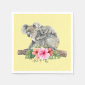 Serviette En Papier Maman & Bébé Koala Ours Aquarelle mignonne (Devant)