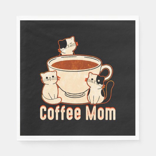 Serviette En Papier Maman café drôle avec chat (Devant)