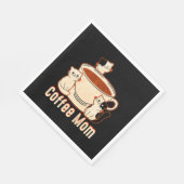 Serviette En Papier Maman café drôle avec chat (Coin)