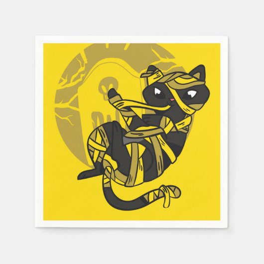 Serviette En Papier Maman de chat noir (Devant)