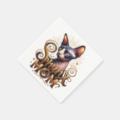 Serviette En Papier Maman de chat Sphynx  (Coin)