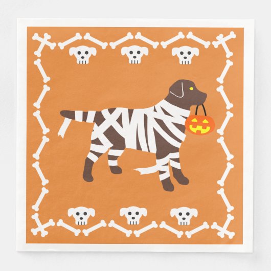 Serviette En Papier Maman du Labrador au chocolat d'Halloween (Devant)