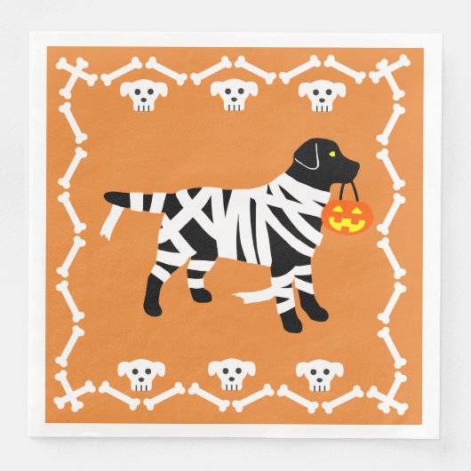 Serviette En Papier Maman du Labrador noir d'Halloween (Devant)