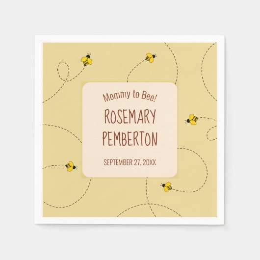 Serviette En Papier Maman en Abee Baby shower Buzzing Bees Gold (Devant)