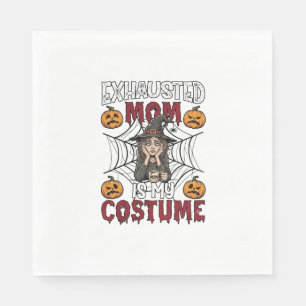 Serviette En Papier Maman Épuisée Est Costume Sorcière Halloween Café
