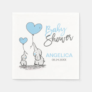 Serviette En Papier Maman et baby shower bleus personnalisés
