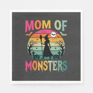 Serviette En Papier Maman Halloween de sorcière de coucher de soleil d
