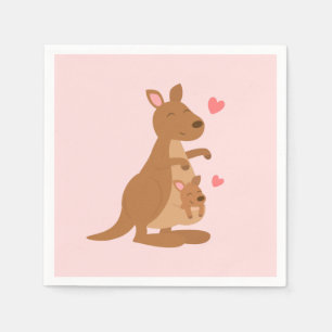 Serviette En Papier Maman Kangaroo et bébé Joey Baby shower