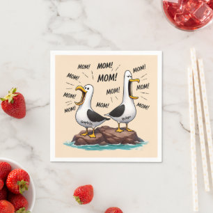 Serviette En Papier Maman Mouette Drôle Personnalisé