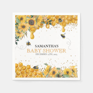 Serviette En Papier Maman to Bee Aquarelle Tournesol Miel
