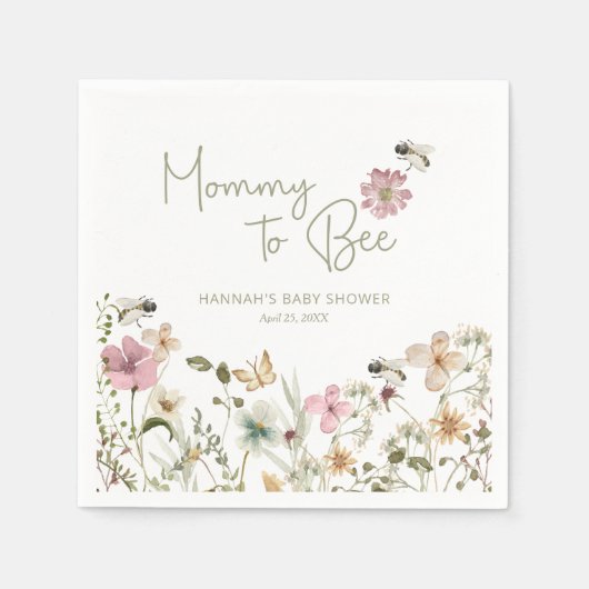 Serviette En Papier Maman to Bee Baby shower (Devant)