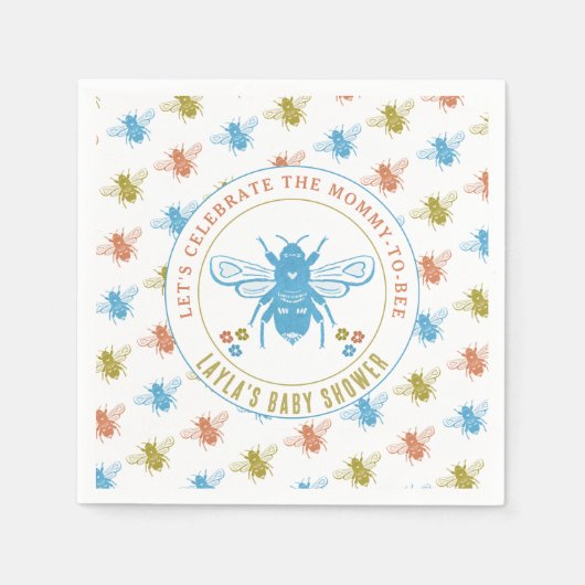 Serviette En Papier Maman to Bee Baby shower (Devant)