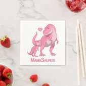 Serviette En Papier MamaSaurus T-Rex et bébé fille Dinosaures (En situation)